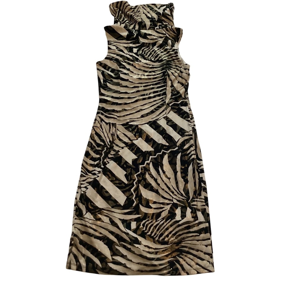Joseph Ribkoff Zebra Metallic Sheath‎ Dress Sleeveless Size 6 Canada